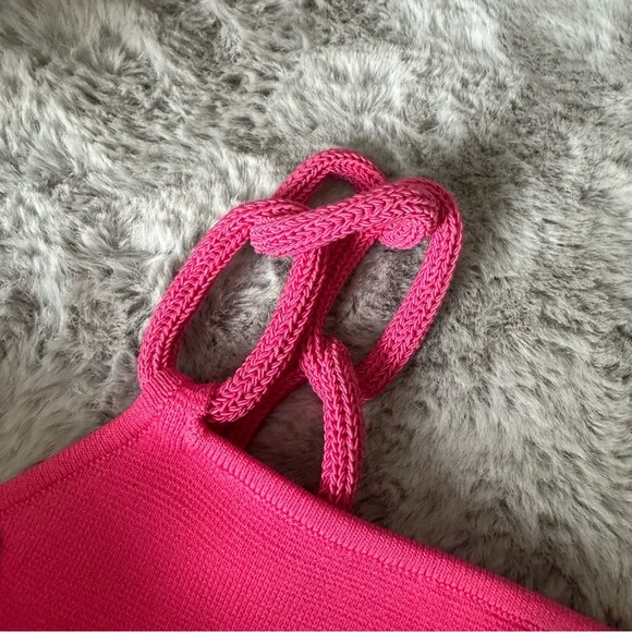 House of Harlow Pink Cropped top Blouse Shirt Knitted with Straps - Picture 3 of 5